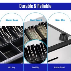 SAM4s 16 Stainless Steel Front Heavy Duty Black POS Cash Drawer with 5Bill/5Coin