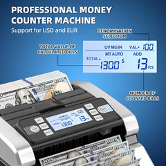 PROFESIONAL Maquina Contadora USD EUR Contador Efectivo Dolares 1300 billetes/mi