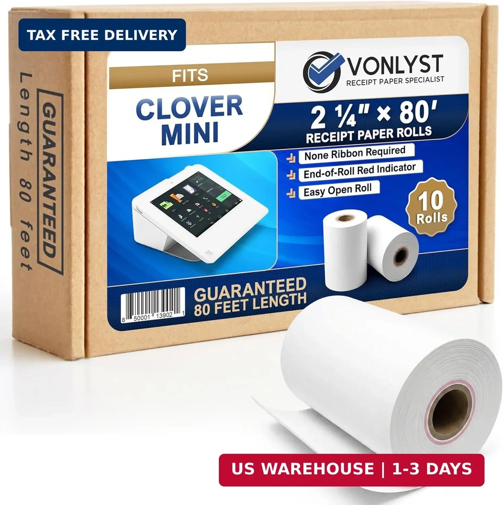 Thermal Receipt Paper Rolls for Clover Mini & Clover Mobile – 2 1/4″ x 80′ BPA F