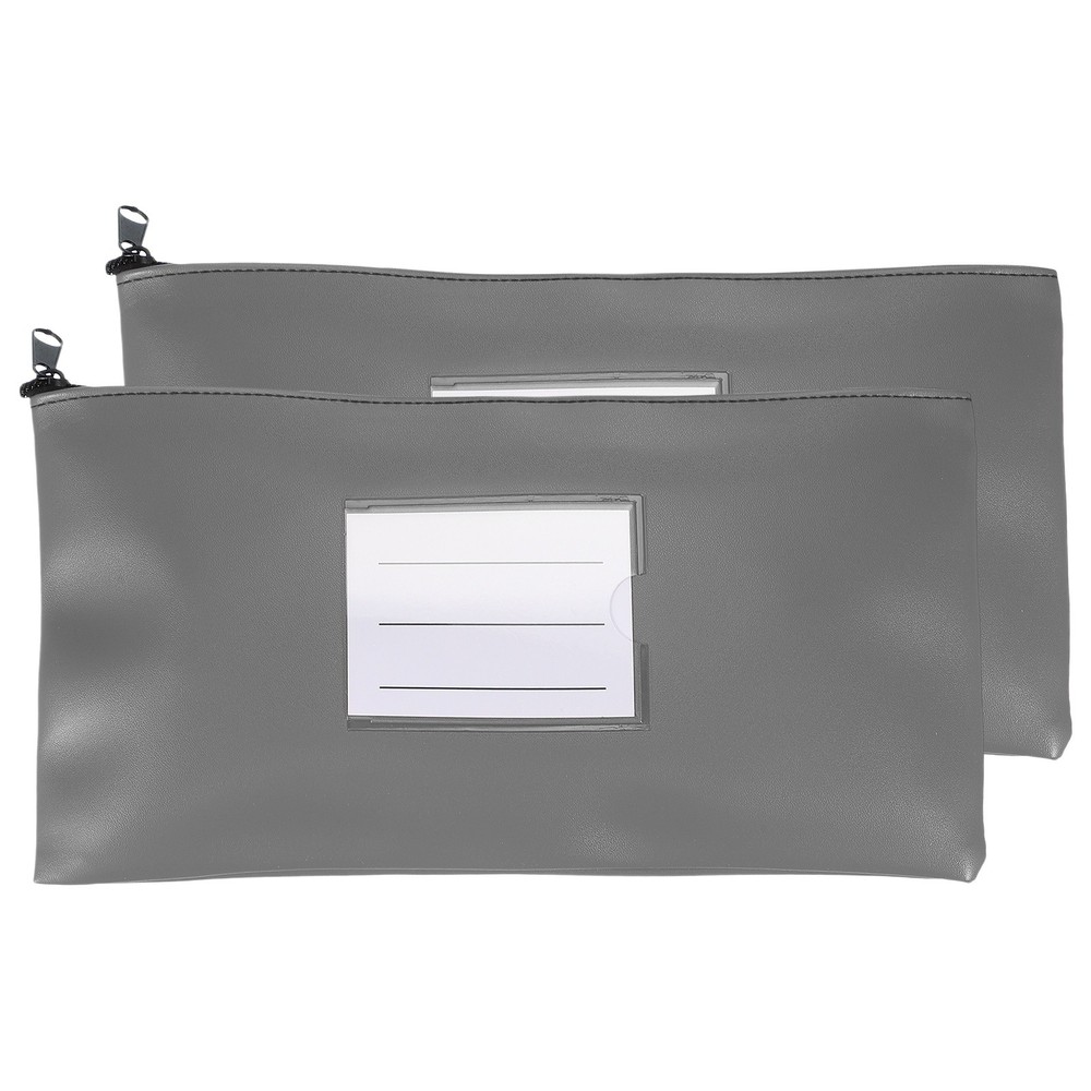 11×6 Inch Money Bags with Zipper, 2Pcs PU Leather Cash Pouch, Dark Gray