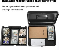 Large Cash Box with Key Lock – Durable Metal Cash Box with Money Tray, 11.81 …