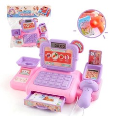Kids Supermarket Cash Register Toy – Electronic Shopping Play Set with Lights