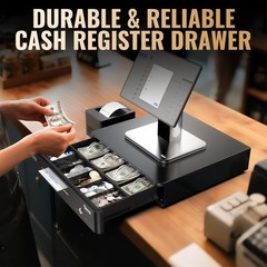 Tera 13″ Auto Open Cash Register Drawer, Heavy Duty, 4 Bill/6 Coin, 5 Keys