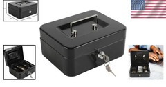Elegant Locking Black Cash Box with Key Lock & Removable Coin Tray – 7.87″x6.30″