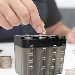 Nadex Desktop Coin Sorting Dispenser – Organizes, Stores, Dispenses Gray