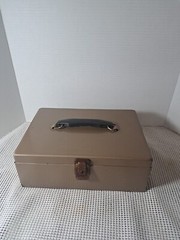 Vtg. Rockaway Metal Products Corp Cash Metal Lock Box, Inwood New York, No KEY