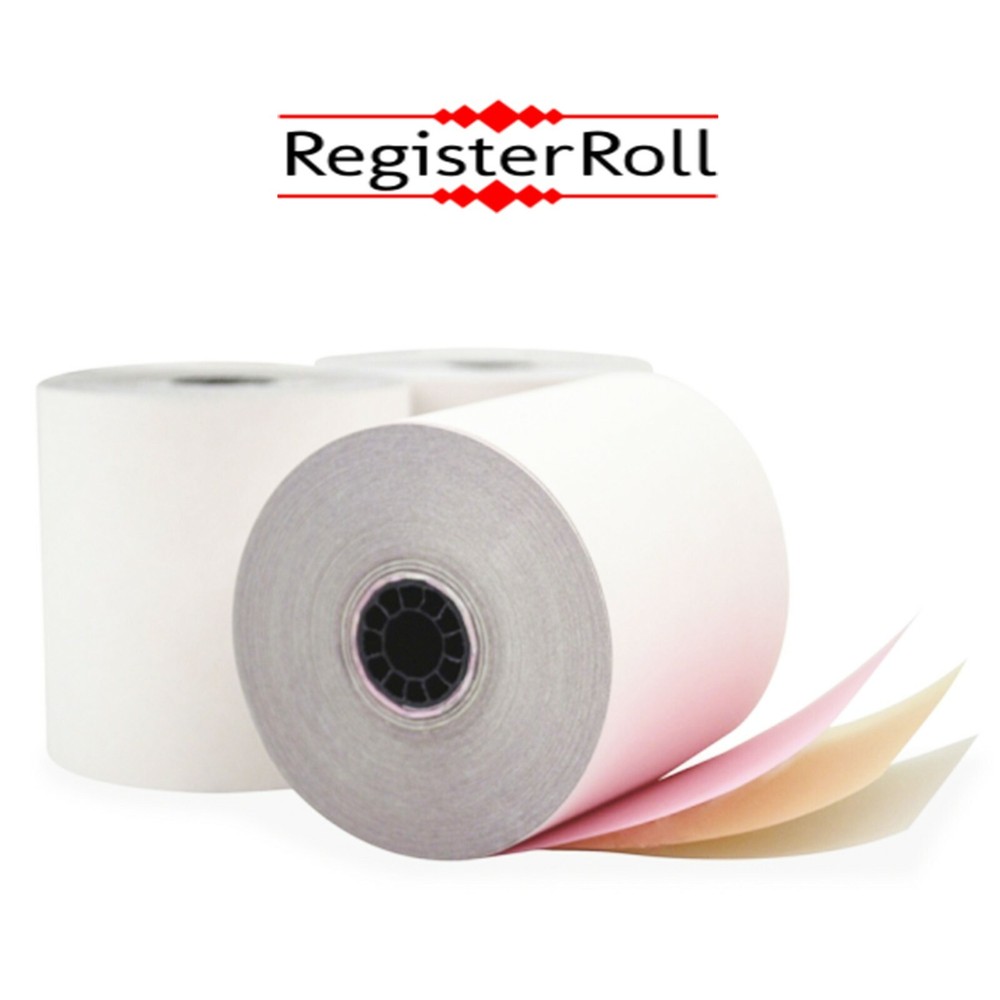 3″ X 65′ (3 ply) Carbon less White/canary/pink 50 Rolls kitchen printer rolls