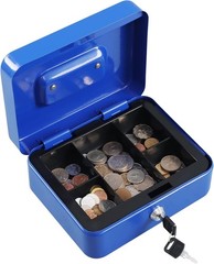 Locking Steel Medium Cash Box with Removable Coin Tray and Key Lock,7.87″X 6.30″
