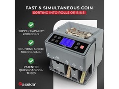 Cassida C300 Professional USD Coin Counter, Sorter and Wrapper/Roller, 300 coins