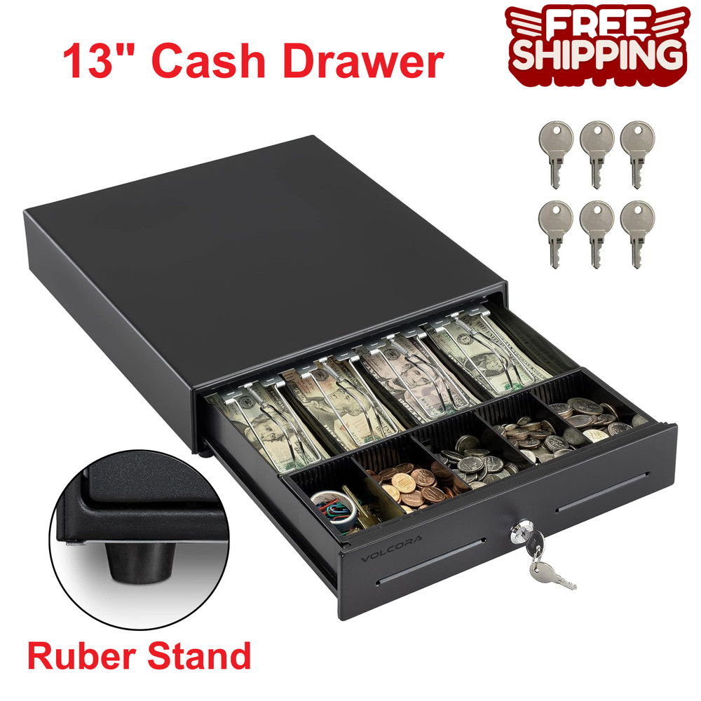 13″ Electronic Cash Register Drawer for Point of Sale System with 4 Bill 5 Coin