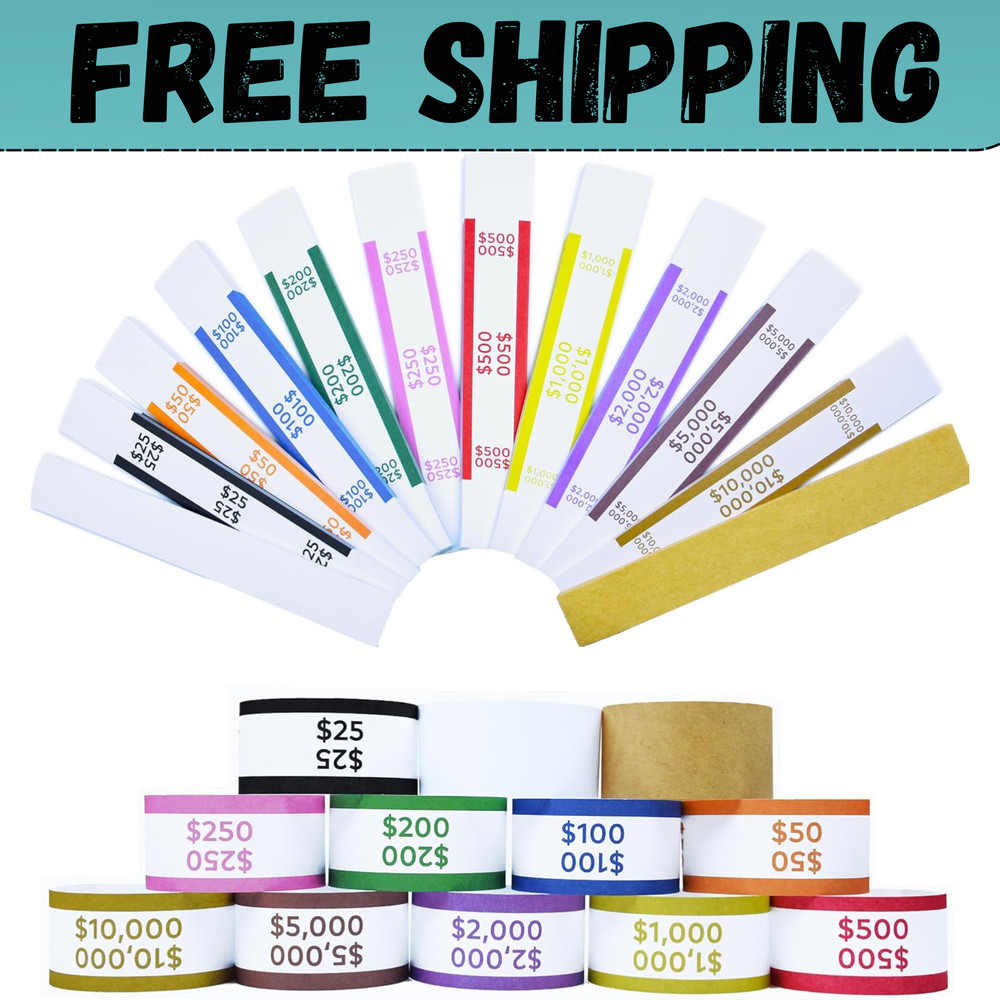 600Pcs Money Bands for Cash – Self-Adhesive Money Wrappers for Bills, Currency S