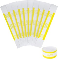 ABA Standard Yellow Money Bands – 100 Self-Adhesive Bill Wrappers, 7.5×1.15″
