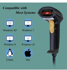 USB Laser Barcode Scanner Wired Handheld Bar Code Scanner Reader Black