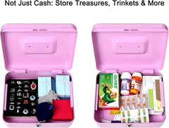 Cash Box with Tray – Light Purple Money Box with Key Lock, Money Saving Box L…