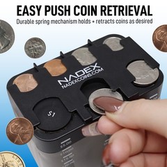 Nadex Desktop Coin Sorting Dispenser – Organizes, Stores, Dispenses Gray