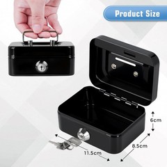 Cash Box with Lock Small Lock Box with Money Slot Mini Portable Safe Coin Box 4.