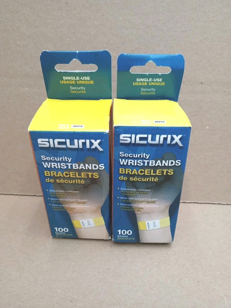 Lot of 2 Security Wristbands Sequentially Numbered 10″ x 0.75″ Yellow 100/Pack