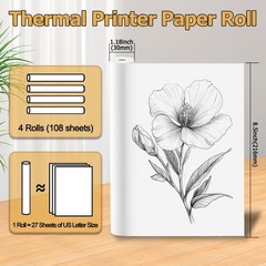 Thermal Paper Rolls 8.5″ x 11″ 4 Pack Compatible with D810 M834 MT610 Pro Portab