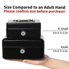 QH15010XS Black Small Cash Box Slot Kids Money Tray Key Lock 6×44/5×31/5″