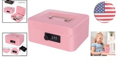 Compact Pink Cash Box with Combination Lock – Perfect for Secure Cash Storage