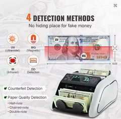 Money Counter Machine Bill Counter with UV MG IR DD Counterfeit Detection VEVOR