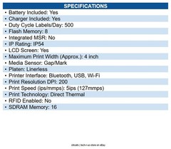 Sewoo P400_HCB LK-P400 Mobile Label 4″ USB 2.0, Bluetooth 4.2+BLE and Wi-Fi