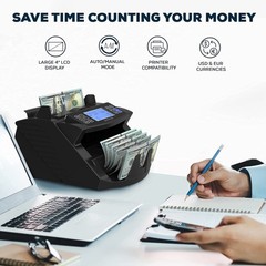 DETECK DT200 Money Counter Machine with Value Count – Large 4” LCD Display Ca…