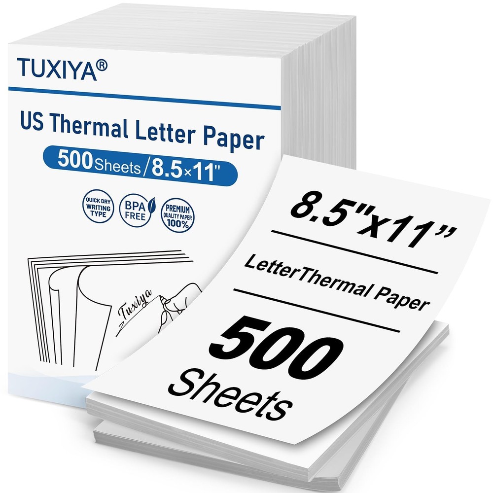 TUXIYA 500 Sheets Thermal Printer Paper 8.5 x 11 Inch,BPA free Advanced Therm…