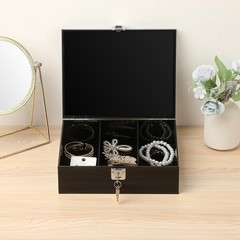 Acrylic Lockable Cash Storage 3 Slots Money Holder Cash Organizer Currency Tr…