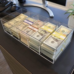 Clear Currency Tray, 5 Compartment Cash Organizer Money Storage Box, 300 Curr…