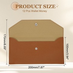 12Pcs PU Leather Envelope Wallet Money for Women Men,Brown