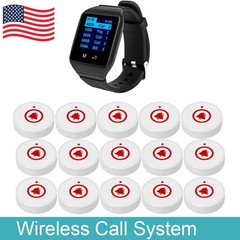 Waiter Calling System Long Vibrating Watch Pager with15 Buttons Guest Service