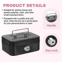 Mini Safe Box Mini Money Saving Boxes with Keys, Green, Pink, Black, Grey, 4 Pcs