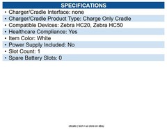 Zebra CRD-HC2L5L-BS1CO Cradle Docking – Mobile Computer – 1 Slot – USB Type C