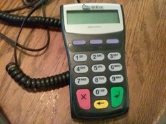 First Data FD50 Credit Card Terminal with Power Cords and Remote Pin Pad