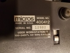 LOT OF 6 MICROS WORKSTATION 3 HOSPITALITY TERMINAL MODEL # 400412 UNTESTED