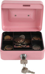 Locking Steel Mini Cash Box with Removable Coin Tray and Key Lock for Kids, 4.92