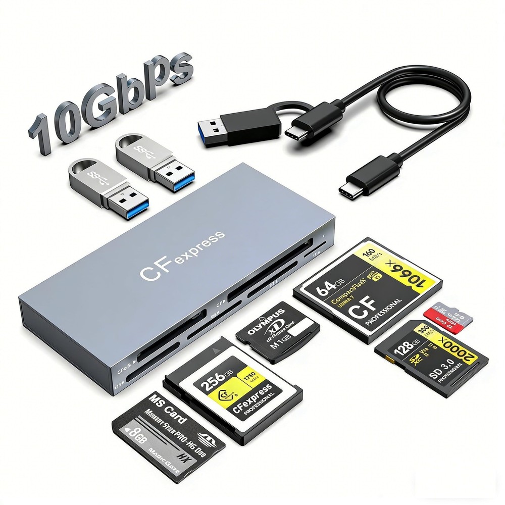 CFexpress Type B Card Reader 8 in 1, 10Gbps Multi CF Express Reader Adapter f…