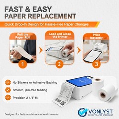 Thermal Receipt Paper Rolls 2 1/4″ x 55′ – BPA Free for POS Printers, 30 Pack