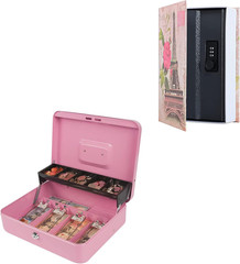 Locking Cash Box with Lock,Money Box with Cash Tray,Lock Safe Box with Key,Money