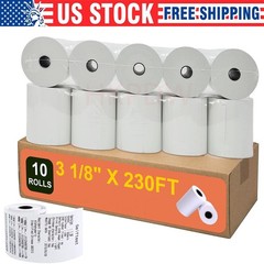 10 ROLLS 3 1/8″ x 230′ THERMAL POS RECEIPT PRINTER ROLL PAPER BPA FREE USA