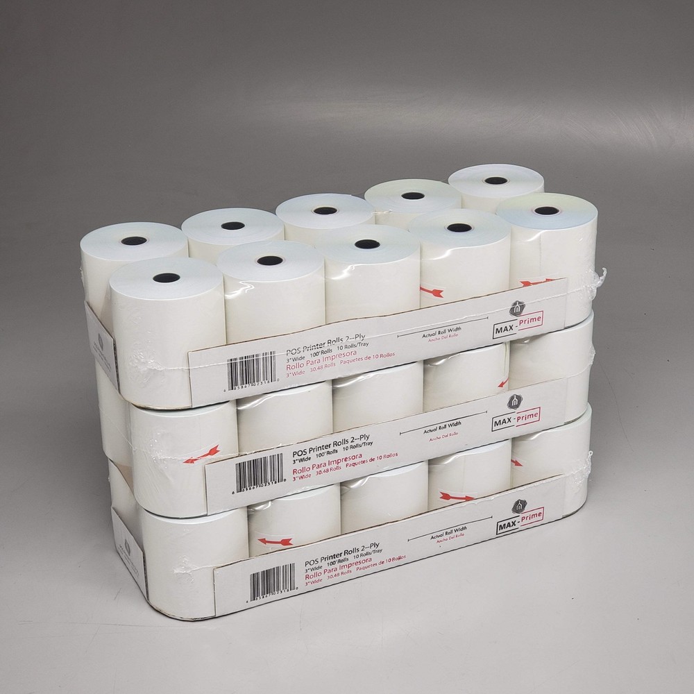 MAX-PRIME (100 Rolls) POS Thermal Printer Rolls 2-Ply 3″x100′ T2300-100
