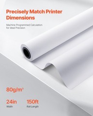 24in x 150ft 2Pack Technical Sheet 80g/m² 2in Core Easy Load