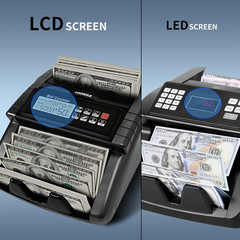 AL1000 Money Counter Machine with Value Counting for USD & EUR, UV/MG/MT/IR/D…