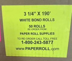 High-Quality 3 1/4” x 190’ White 1-Ply Bond Rolls, 41 Rolls for Various Printers