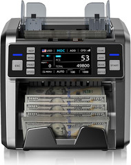 Mixed Denomination Money Counter with Counterfeit Detection, Touch Screen, and 2