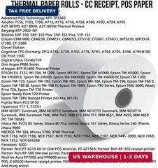 3 1/8″ x 190′ (50 POS Rolls) Bpa Free Thermal Receipt Printer Paper 318190 BuyRe