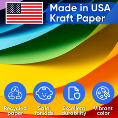 18″ X 1200″ (100 Ft) Usa-Made Multi-Color Construction Paper Rolls, 45 Lbs/66 GS