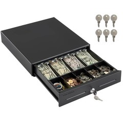 Durable 13″ Cash Register Drawer with 4 Bill 5 Coin Tray