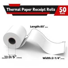 50 Rolls 2 1/4 x 85 Ft Thermal Receipt Paper For Square Terminal Verifone
